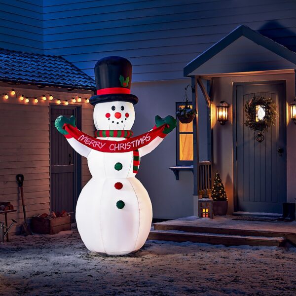 Inflatable Snowman Merry Christmas Sign (2.4m)