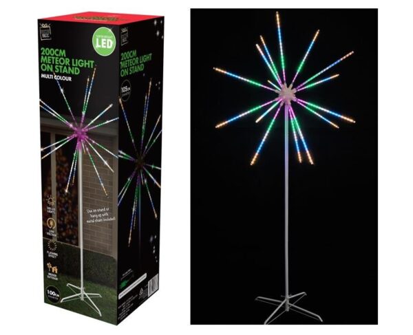 LED 2 In 1 Multicolour Meteor Lights On Stand (205cm) - Image 2
