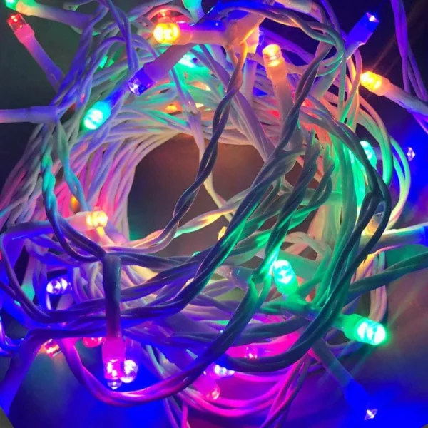 LED Fairy Lights Multi With White Cable