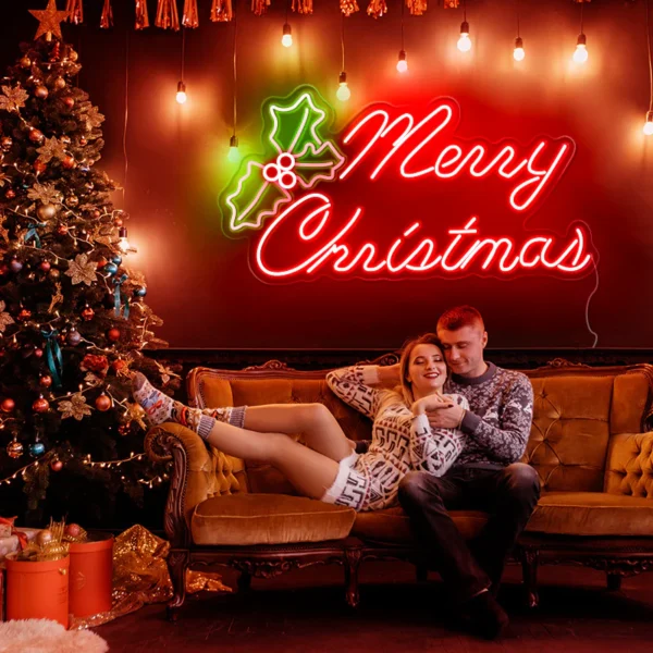 LED Flashing Neon Flex Merry Christmas Trees